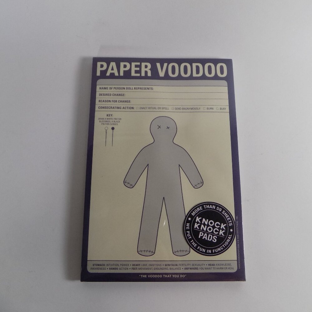 NEW Paper Voodoo Doll by Knock Knock Note Pads Sealed Stationery 9x6 60 sheets